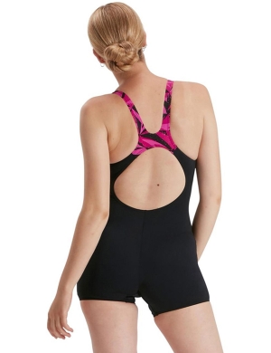 Speedo Hyperboom Splice Swim Legsuit - Black/Pink